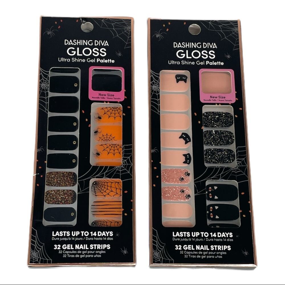 Dashing Diva Halloween 64 Gel Nail Strips Orange Black Nude
